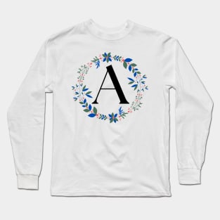 Alphabet A Watercolor Monogram Long Sleeve T-Shirt